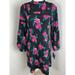 Nine West Dresses | Nine West Floral Lace Mock Neck Puff Sleeve Dress 2 | Color: Black/Pink | Size: 2