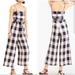 J. Crew Pants & Jumpsuits | J. Crew 100% Linen Gingham Jumpsuit In Navy Blue And White Plaid - Size 2 | Color: Blue/White | Size: 2