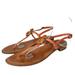 J. Crew Shoes | J Crew Italy Sandals Womens Size 9 Coral Bee Gems Leather Thong T-Strap Flat | Color: Pink | Size: 9