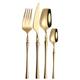 Flatware Sets Matte Gold Cutlery Set 4 Pieces Spoons Forks Knives Flatware Cutlery Sets Stainless Steel Cutlery Set Golden Tableware Set (Color : Bright Gold 4pcs)