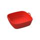 Square Dual Air Fryer Silicone Liners for Dual Air Fryer Basket Liners Reusable Silicone Pot Rectangular Air Fryer Accessories Air Fryer Tray for Oven Range (Color : Red, Size : B)