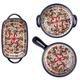 Red Daisy Flower Ceramic Bakeware, Household Binaural Baking Pan, Kitchen Casserole Dish Baking Pan with Handles, Multi-function Dinner Plate for Oven/Cooking/Serving Pieces(Size:3Pcs,Color:Daisy)
