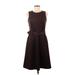 Ann Taylor Casual Dress - A-Line High Neck Sleeveless: Brown Print Dresses - Women's Size 6 Petite