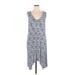 Style&Co Casual Dress - A-Line V Neck Sleeveless: Blue Print Dresses - Women's Size X-Large