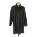 Tibor Leathers Leather Jacket: Knee Length Black Print Jackets & Outerwear - Women's Size Medium