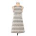 BCBGeneration Casual Dress - Mini Crew Neck Sleeveless: Gray Stripes Dresses - Women's Size 2