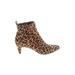 Born In California Ankle Boots: Brown Animal Print Shoes - Women's Size 7