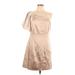 Fame And Partners Cocktail Dress - Mini One Shoulder Short sleeves: Tan Solid Dresses - New - Women's Size 12