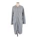 Soho JEANS NEW YORK & COMPANY Casual Dress V Neck 3/4 sleeves: Gray Dresses - Women's Size X-Large