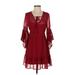 Band of Gypsies Casual Dress: Burgundy Dresses - Women's Size X-Small