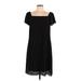 Signature by Robbie Bee Casual Dress - Shift Square Short sleeves: Black Solid Dresses - Women's Size 12