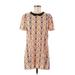 Maison Scotch Casual Dress - Mini High Neck Short sleeves: Tan Print Dresses - Women's Size Medium