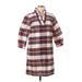 Crown & Ivy Casual Dress - Mini Collared 3/4 sleeves: Pink Plaid Dresses - New - Women's Size Medium