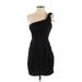 BCBGMAXAZRIA Cocktail Dress - Party Open Neckline Sleeveless: Black Print Dresses - Women's Size 4