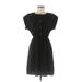 Monteau Casual Dress - Mini Crew Neck Short sleeves: Black Print Dresses - Women's Size Medium