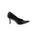 Comfort Plus by Predictions Heels: Slip-on Stiletto Cocktail Party Black Print Shoes - Women's Size 9 - Pointed Toe