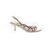 Pelle Moda Sandals: Slingback Kitten Heel Cocktail Party Gold Solid Shoes - Women's Size 8 1/2 - Open Toe