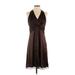 Ann Taylor Casual Dress - Party V Neck Sleeveless: Brown Print Dresses - New - Women's Size 2