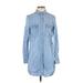 &Denim by H&M Casual Dress - Shirtdress High Neck Long sleeves: Blue Solid Dresses - Women's Size 4