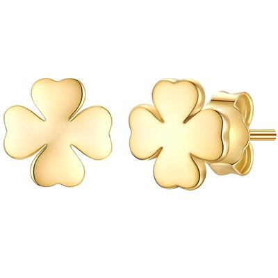 Glanzstücke München Ohrstecker Kleeblatt aus Sterling Silber in Gelbgold 5,8 mm Damen Image