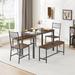 Dining Table Set, Barstool Dining Table with 2 Benches 2 Back Chairs for Kitchen, Party Room, 43.3″L x 23.6″W x 29.9″H