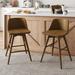 Roderich Mid-century Solid Wood Swivel Bar Stool with Curved Backrest Set of 2 by HULALA HOME