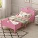 Girl's Love Princess Macaron Twin Size Toddler Bed with Side Safety Rails and Headboard and Footboard