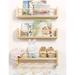Nursery Floating Shelves,Set of 3 Book Shelves Natural Wood Wall Mounted Organizer with Towel Bar Hanging Bookshelves Nursery