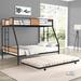 Metal Bunk Bed Twin over Full Size with Trundle for 3, Heavy-duty Metal Bedframe with Guard Rails,Triple Metal Bunk Bed Frame