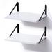 White Floating Shelves, 12 Inch Deep Wall Mounted Shelves Set of 2, Modern Style Solid Wood Shelves for Wall Decor Storage