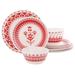 12 Piece Round Bamboo Fiber Dinnerware Set in Red