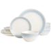 12 Piece Stoneware Dinnerware Set in Light Blue