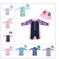 Wishere Mädchen Bademode Kleid Baby Bademode Floral Schwimmen Kostüme Ein Stück Badeanzug Mit Hut