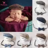 2020 neugeborenen Foto Requisiten Baby Jungen Baskenmütze Hut + Fliege Set Neugeborenen Neugeborenen