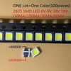 100 Stück SMD-LEDs mit hoher Helligkeit 2835, 0,5 W, 1 W, Weiß, 3 V, 6 V, 9 V, 18 V, 36 V, 150 mA/100 mA/30 mA/60 mA/350 mA