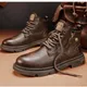Men's Biker Boot Winter Outdoor Motorcycle Retro Style Leather Boots Man High Top Casual Shoes