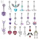 ZS 1PC Stainless Steel Belly Ring AAA Cubic Zircon Belly Button Piercing for Women Girl Heart Moon