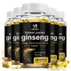 Organic Korean Red Ginseng Supplement - Energy Muscle Mass Endurance 60/120 Vegetarian Capsules