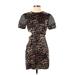 Kimberly Taylor Casual Dress - Mini Crew Neck Short sleeves: Brown Leopard Print Dresses - Women's Size Small