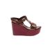 Kork-Ease Wedges: Burgundy Print Shoes - Women's Size 7 - Open Toe