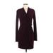 Victoria's Secret Casual Dress - Sheath V-Neck Long sleeves: Burgundy Print Dresses - Women's Size Medium