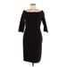 Michael Kors Cocktail Dress - Sheath Boatneck 3/4 sleeves: Black Solid Dresses - Women's Size 6