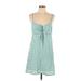 Minkpink Casual Dress - Mini Plunge Sleeveless: Green Checkered/Gingham Dresses - Women's Size Large