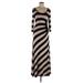 Calvin Klein Casual Dress - A-Line Scoop Neck 3/4 sleeves: Brown Stripes Dresses - Women's Size 12