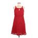 Ann Taylor LOFT Outlet Casual Dress - A-Line Keyhole Sleeveless: Red Solid Dresses - Women's Size Medium