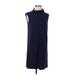 Tahari by ASL Casual Dress - Shift: Blue Solid Dresses - Women's Size 4