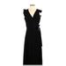 Ann Taylor LOFT Casual Dress - Midi V-Neck Sleeveless: Black Solid Dresses - Women's Size Small