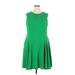 Taylor Casual Dress - Mini Crew Neck Sleeveless: Green Print Dresses - Women's Size 18