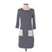 Rio Casual Dress - Shift: Blue Stripes Dresses - Women's Size Small