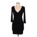 Forever 21 Casual Dress - Sweater Dress: Black Marled Dresses - Women's Size Large